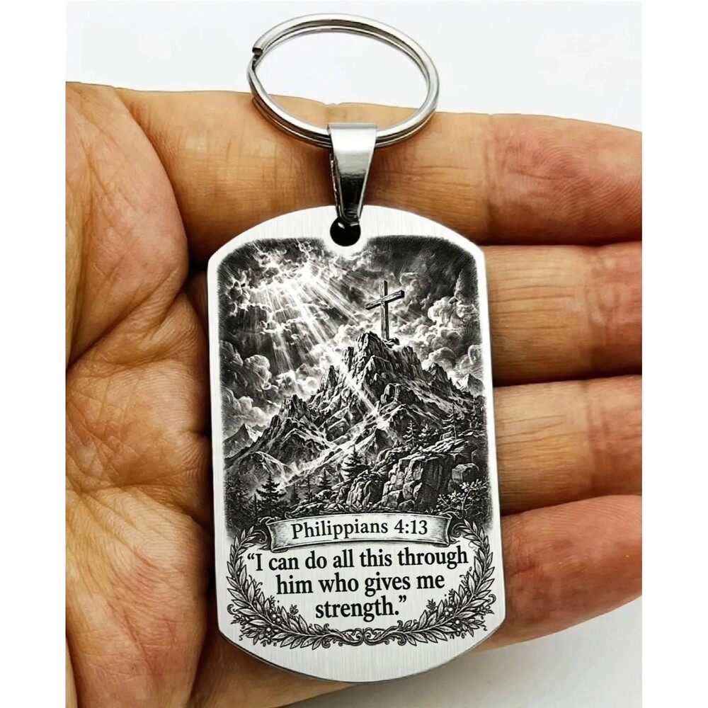 God Lord Jesus Christ 4 : 13 Reminder Stainless Keychain Art Holly Faith Holly